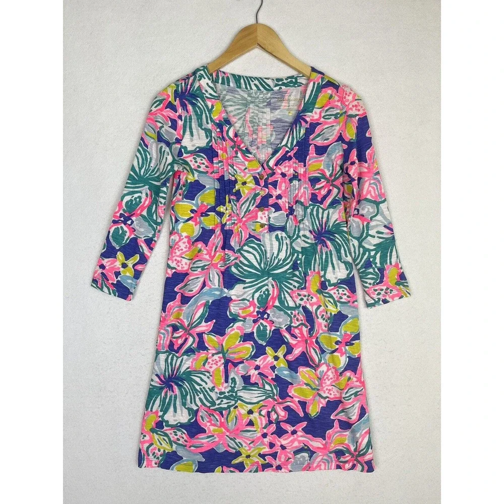 Lilly Pulitzer Size XXS Amberly Dress Floral Beach Vacation Resort - Picture 1 of 7